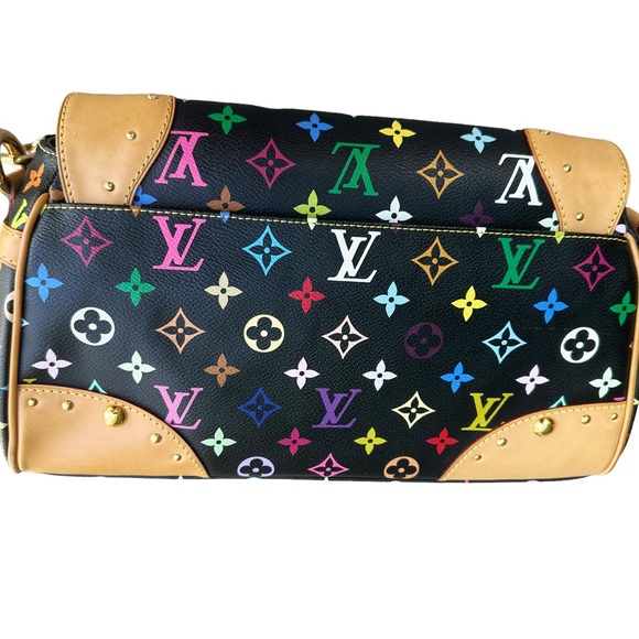 Louis Vuitton Beverly MM Monogram Shoulder Handbag Black Multicolor Noir - Picture 8 of 14